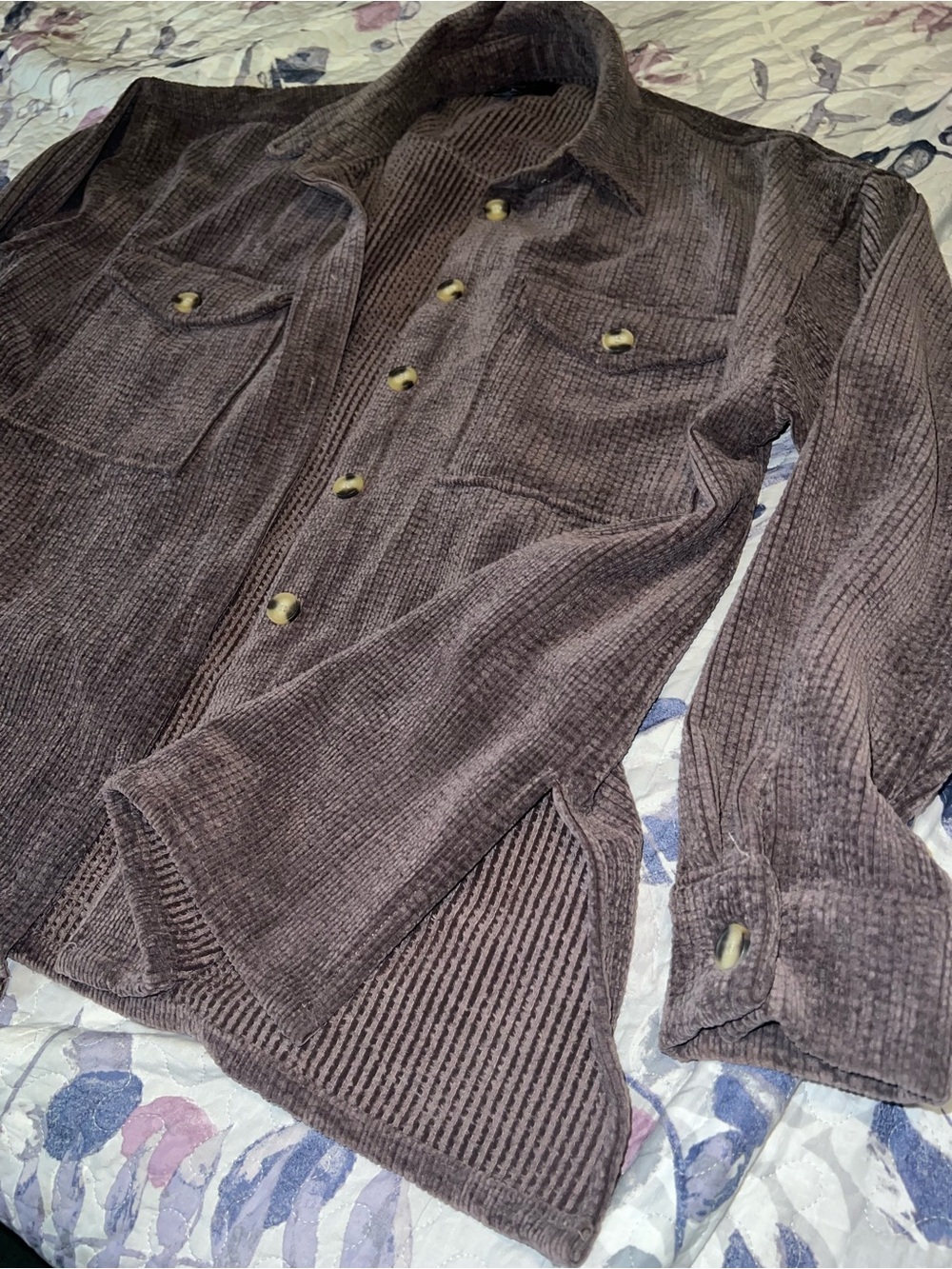 Forever 21 purple Corduroy Button-Front Shirt Jacket
